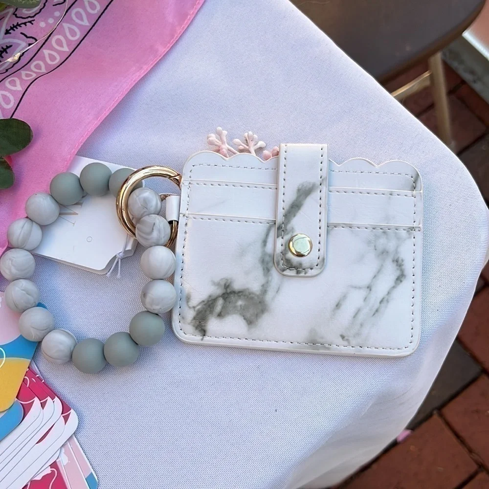 White marble design wristlet clutch